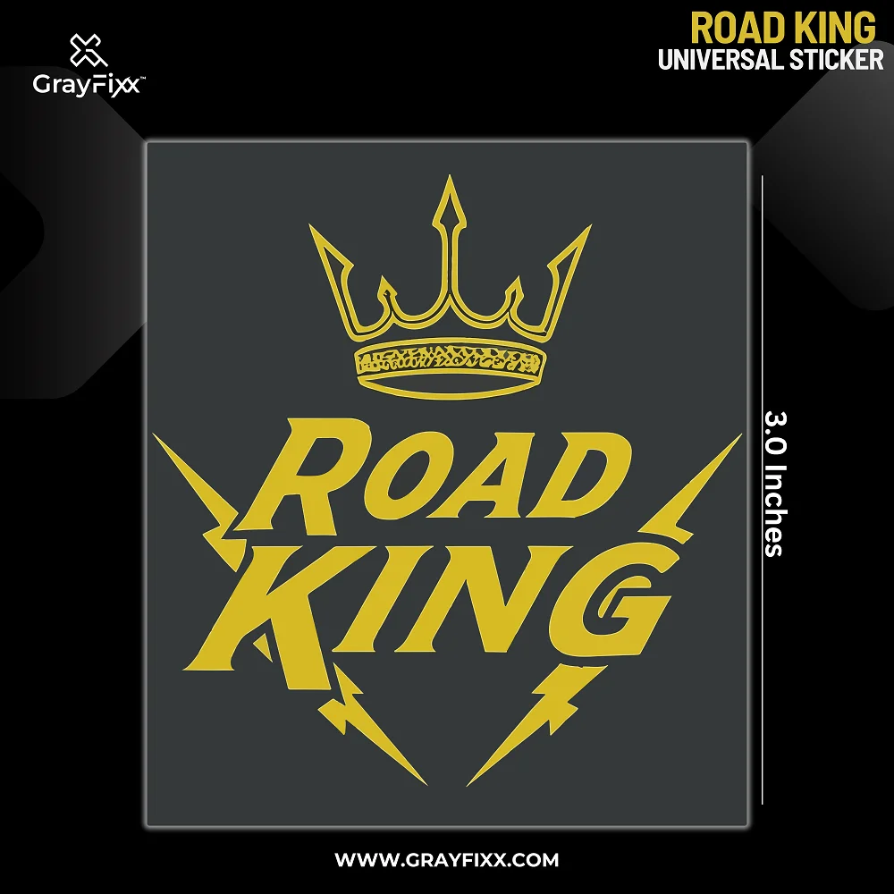 Road King Universal Sticker | Made In Premium Gloss Vinyl With FPF(Fade Protection Film), Water Proof, Precut Sticker, Pack Of 1